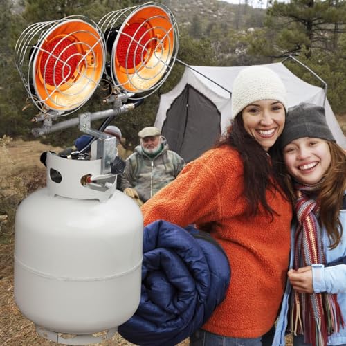 Silver Double Burner 30,000 BTU Propane Gas Tank Top Heater L7959