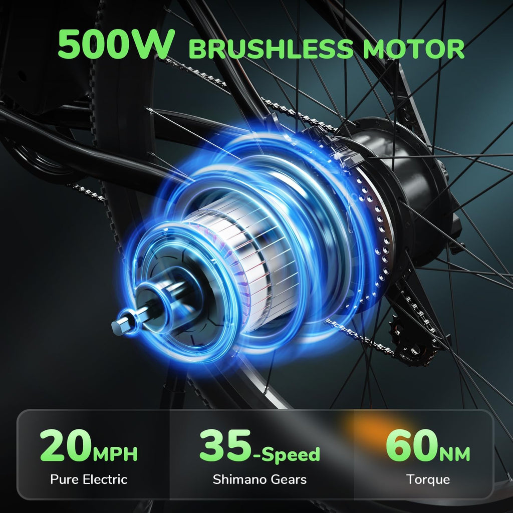 26" Electric Mountain Bike with 500W Brushless Motor and Removable Battery S590287