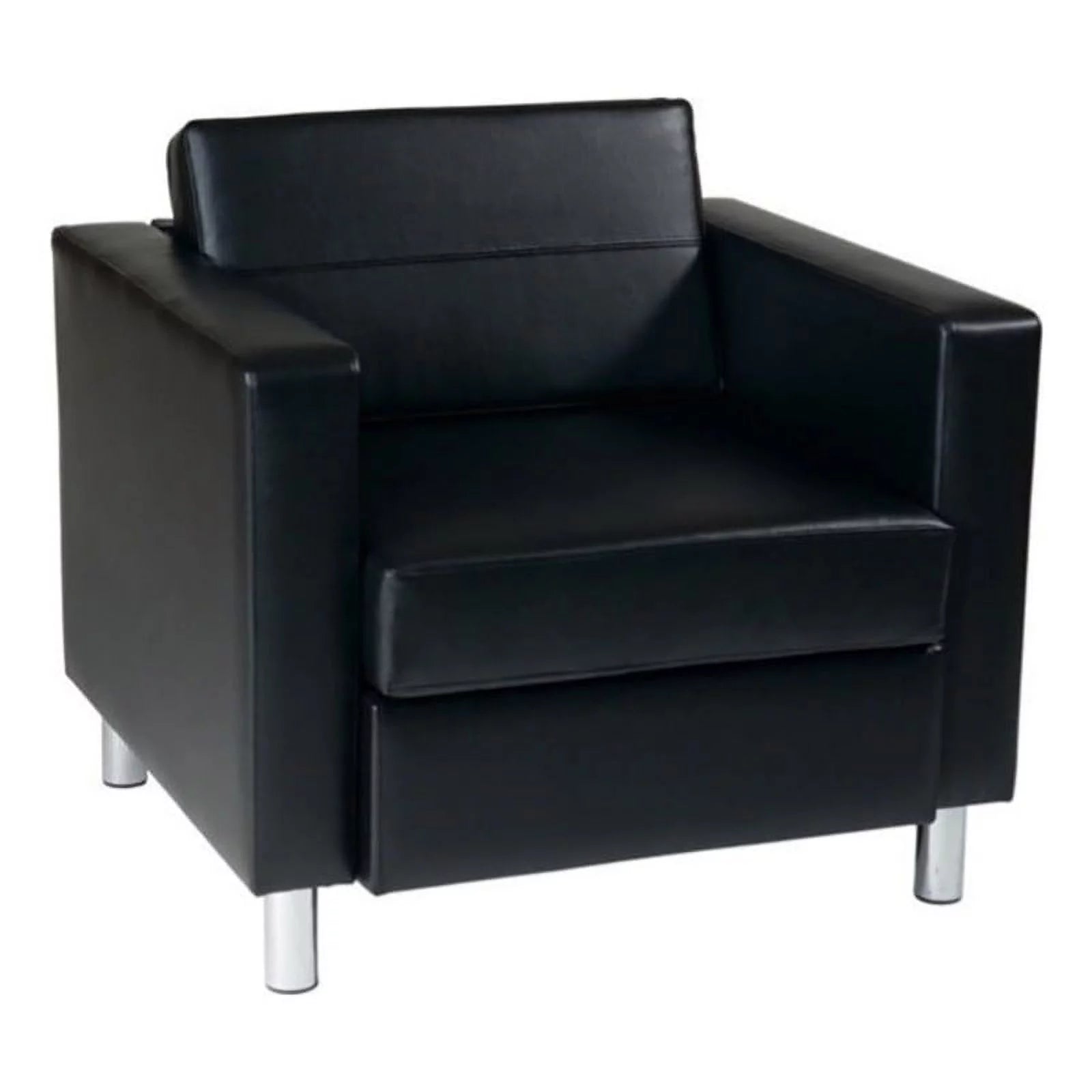 Black Vinyl Upholstered Barrel Club Chair M110319