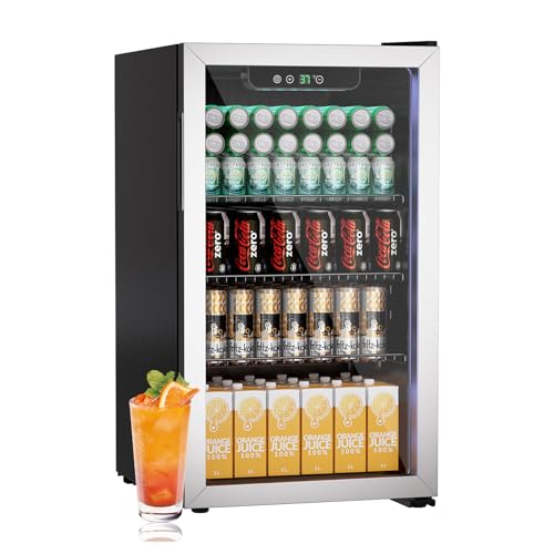Compact Freestanding Beverage Refrigerator and Skincare Fridge, 0.9 Cu Ft Mini Fridge with Reversible Mirrored Front Door P50659
