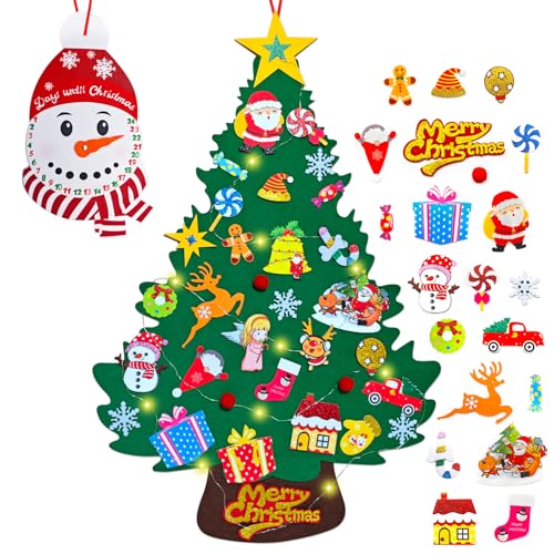 3ft Felt Wall Christmas Tree with 33 Ornaments and Advent Calendar W39801