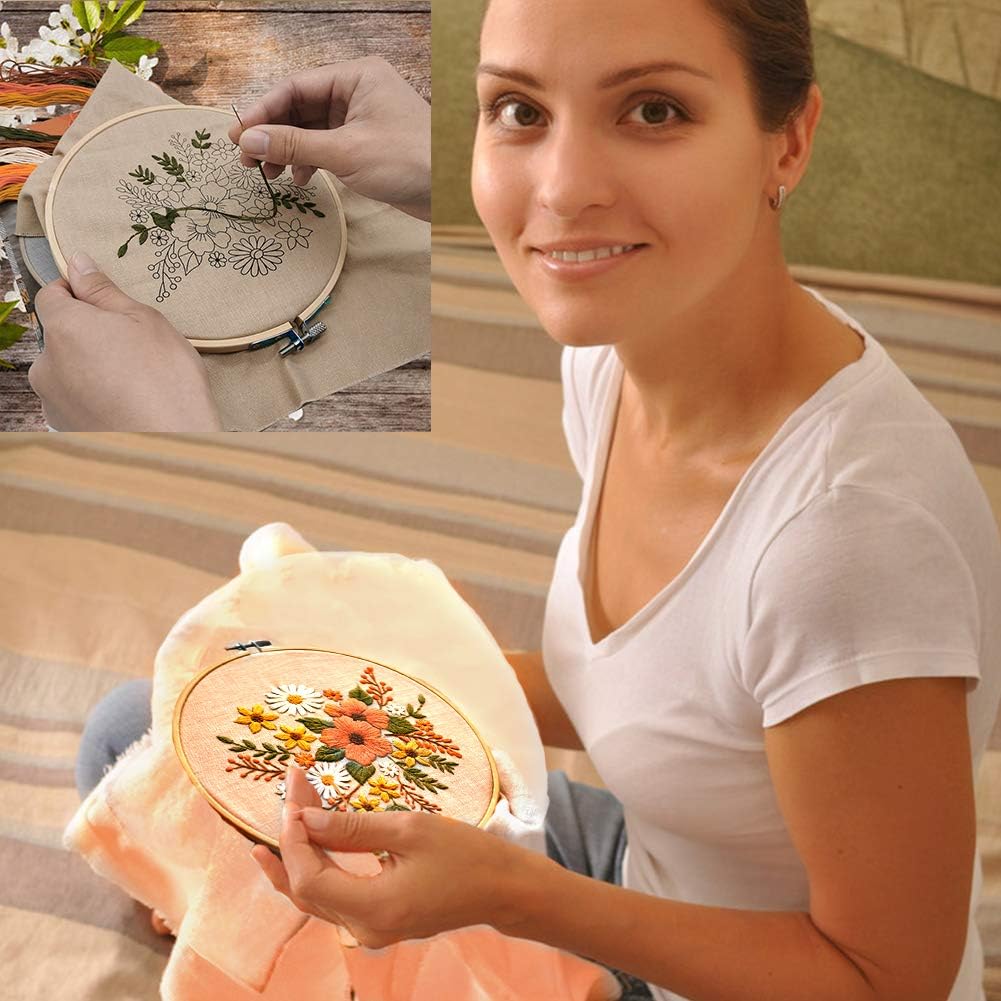 Embroidery Starter Kit with Pattern, Instruction Book, Thread, Needle, 1 Hoop X132069