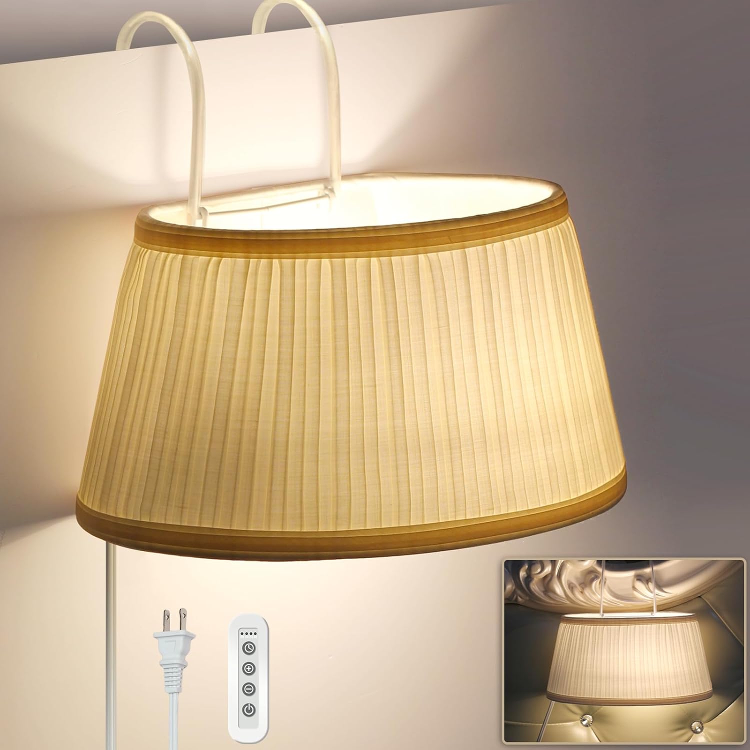 Bed Reading Light with Adjustable Hook and Fabric Shade U92509