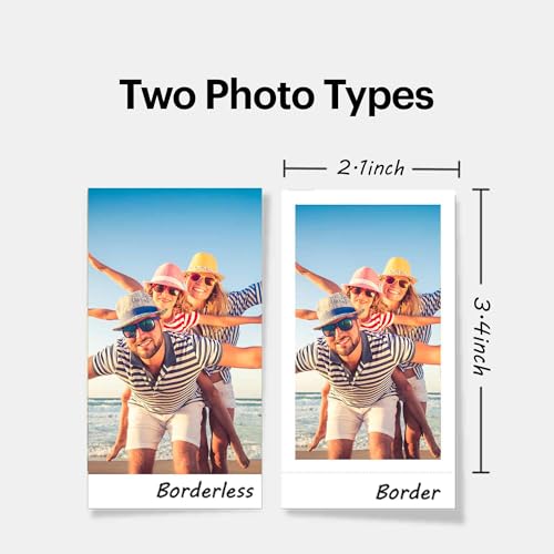 White Portable Photo Printer (2.1x3.4 inches) 8 Sheets + 60 Sheets Bundle Y997