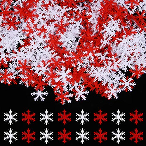 500 Pieces White and Red Non-Woven Snowflakes Table Confetti D942984