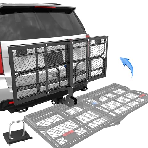 500 Lbs Folding Hitch Mount Cargo Carrier, 2" Hitch Receiver, 60" x 24" x 14" Size V826