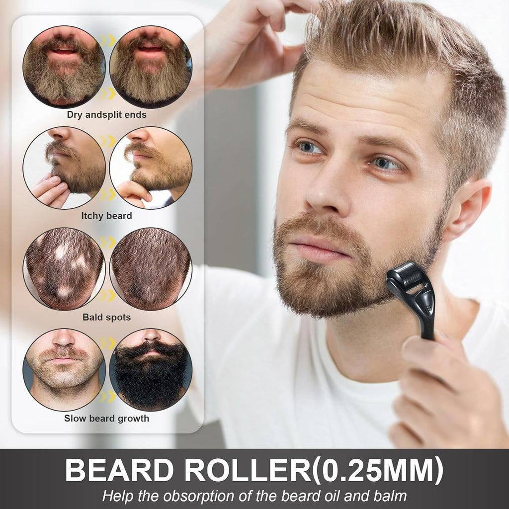 Beard Growth Kit with Beard Growth Oil (2 oz), Beard Balm and Comb T2329