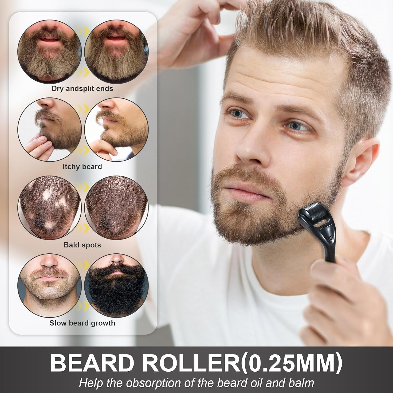 Beard Growth Kit with Beard Growth Oil (2 oz), Beard Balm and Comb T2329