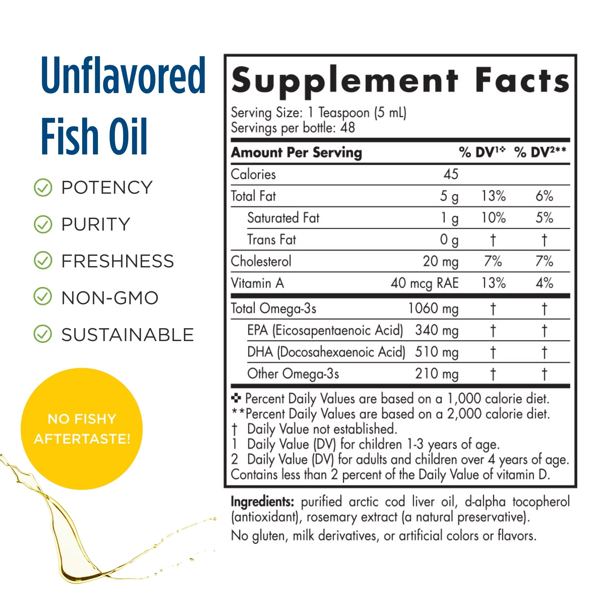Arctic Cod Liver Oil Liquid, 1060 Mg, Unflavored, 8 Oz G88366