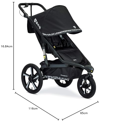Black Jogging Stroller with Snack Tray and Handlebar Console K979