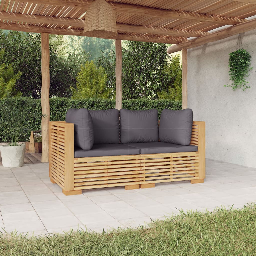 Solid Wood Teak Patio Corner Sofas with Cushions 2 pcs I30202