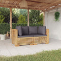 Solid Wood Teak Patio Corner Sofas with Cushions 2 pcs I30202