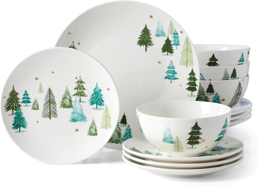12-Piece Green Dinnerware Set N41916