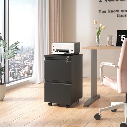 White 3-Drawer Mobile File Cabinet with Lock I15928
