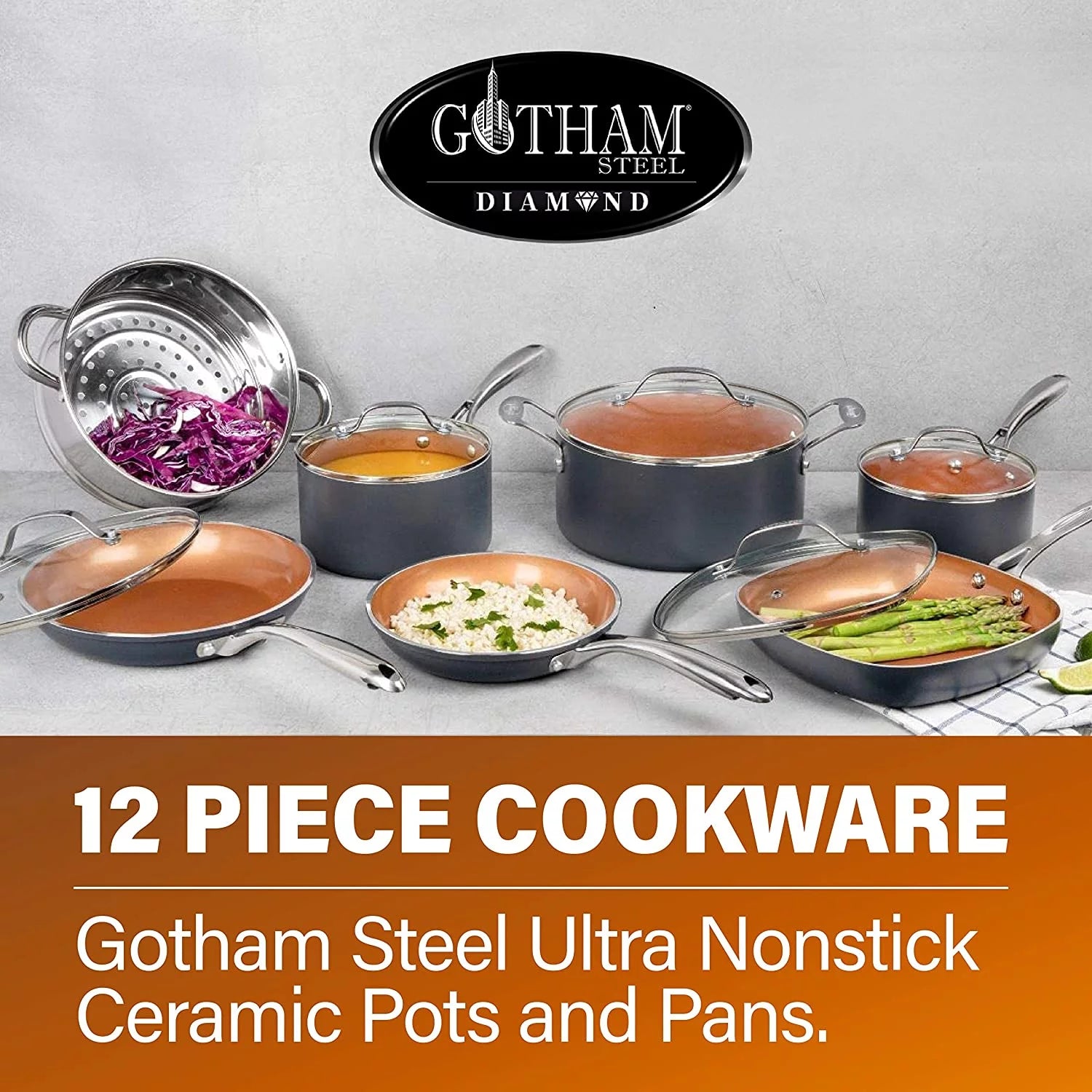 12 Piece Non-Stick Copper Pots and Pans Set Ocean Blue X9934