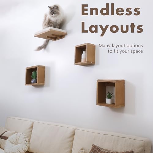 Set of 4 Cat Wall Shelves and Bed X9923