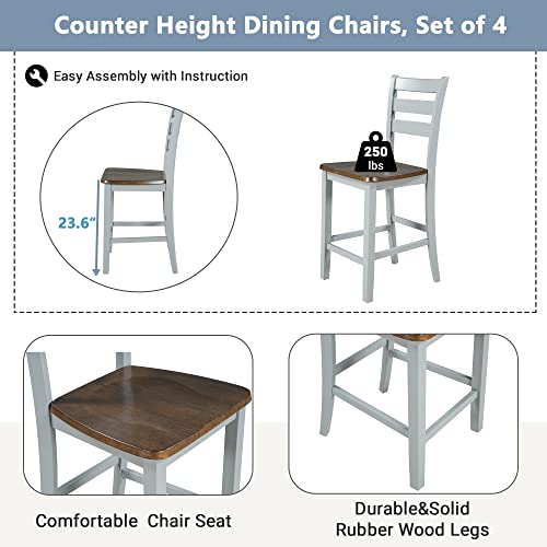 Cherry Gray 5-Piece Rectangular Dining Table Set with Drop Leaf O40403