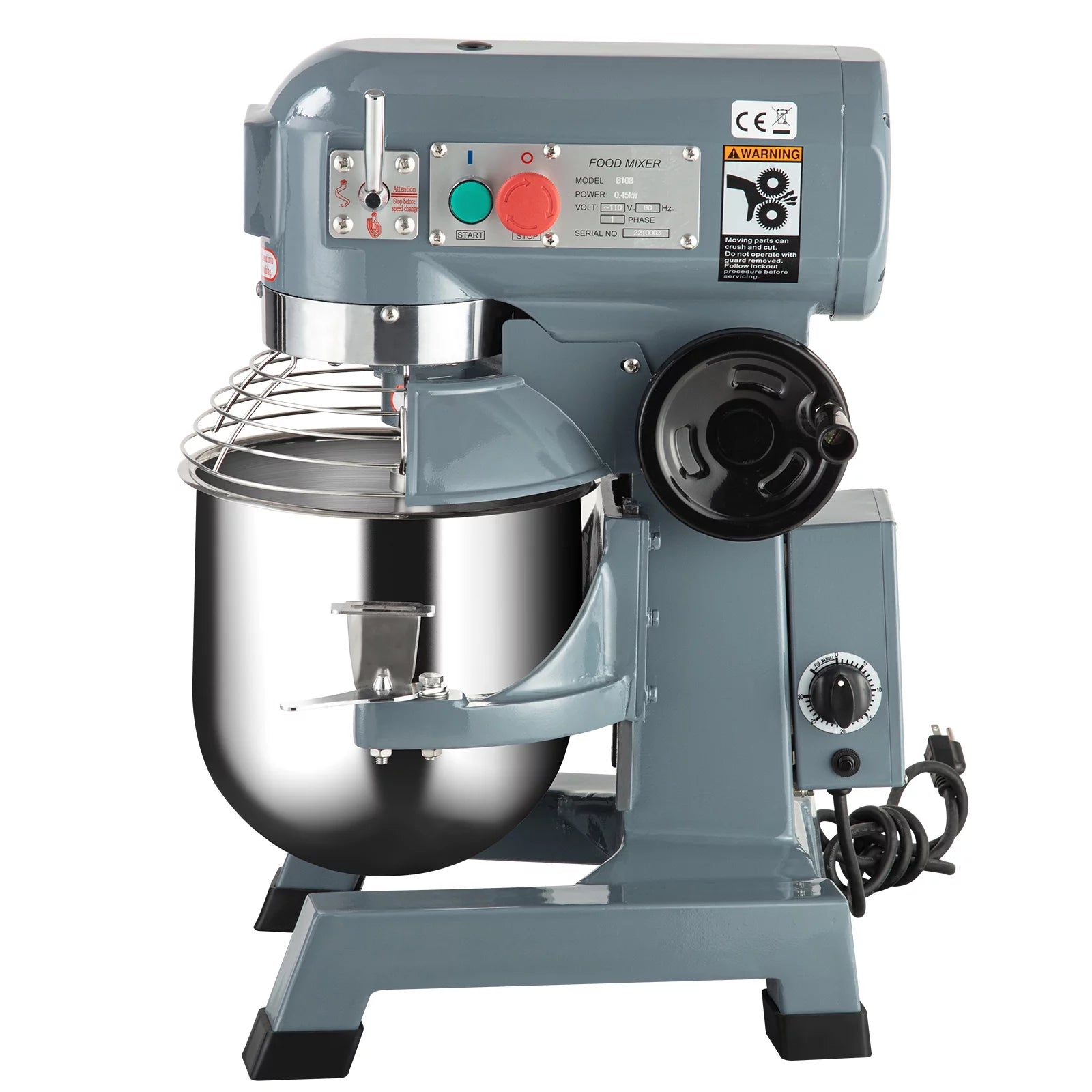 15Qt 600W 3-Speed Commercial Stand Mixer with Stainless Steel Bowl, Dough Hook, Whisk, Safety Guard Z756450