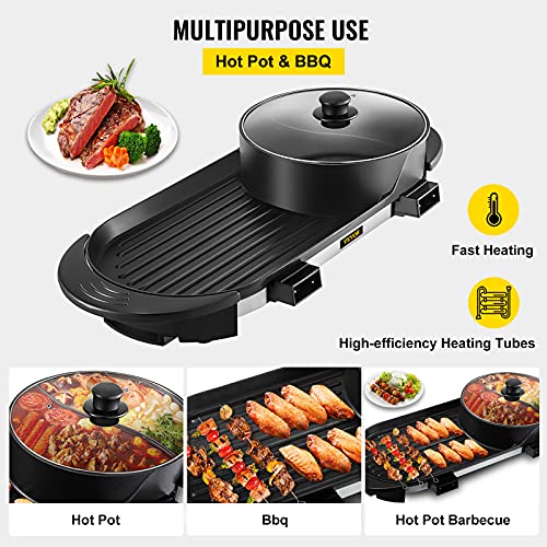2 in 1 Electric BBQ Grill and Smokeless Hot Pot with Dual Temp Control P94674