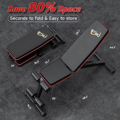 Adjustable Folding Incline Decline Weight Bench with Resistance Band X183375
