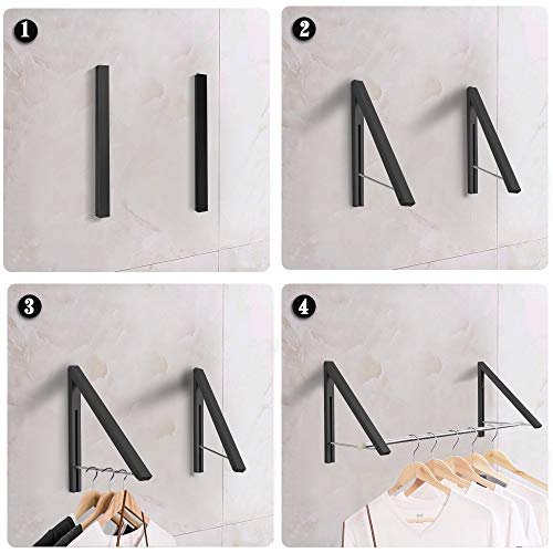 White Wall Mounted Folding Aluminum Clothes Drying Rack B94126