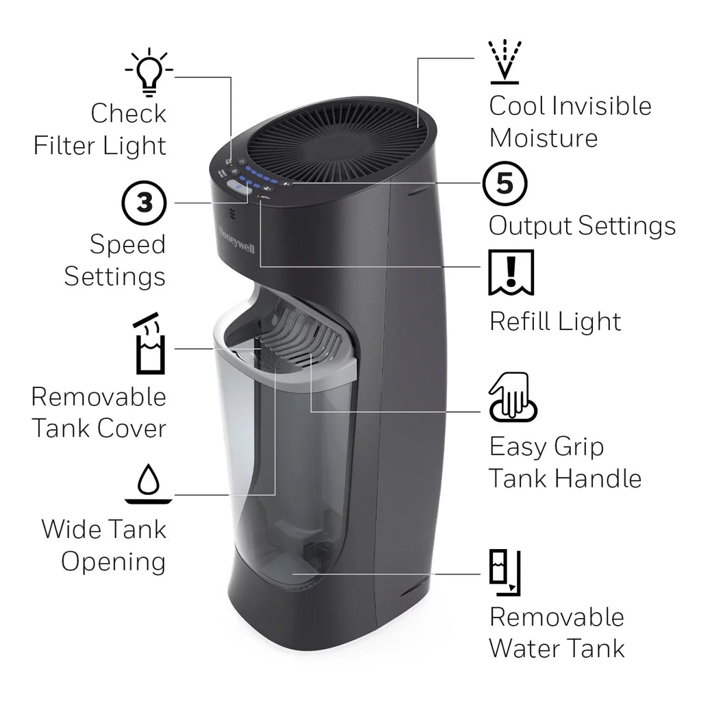Black 1.7 gal Tower Humidifier J515