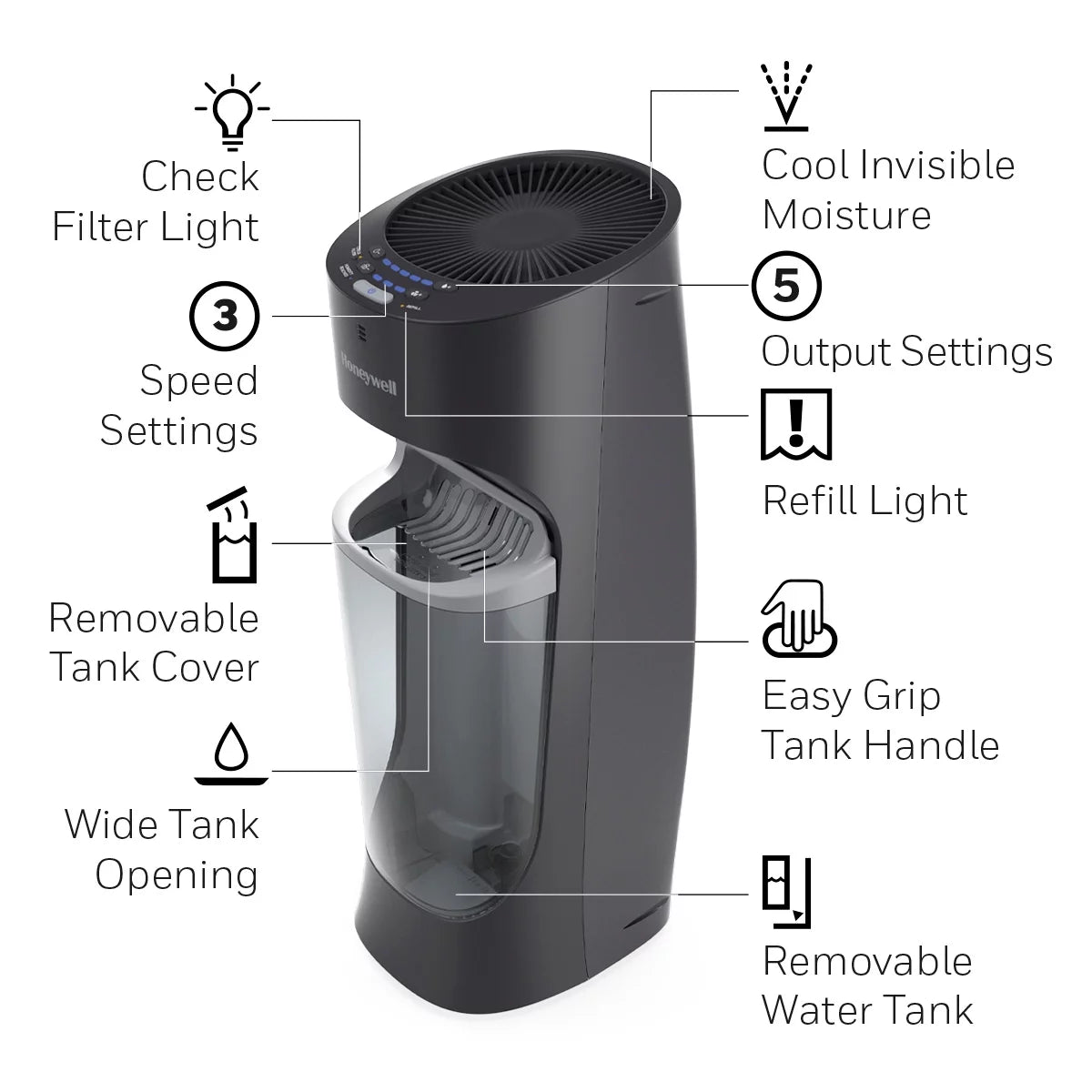 Black 1.7 gal Tower Humidifier J515