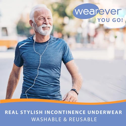 Men’s Incontinence Trunk Style Boxer Brief with Regular Absorbency - Reusable & Washable Leak Proof Underwear (White) (L) (Waist 38-40) X409