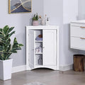 White Corner Bathroom Cabinet with Doors Shelves W308