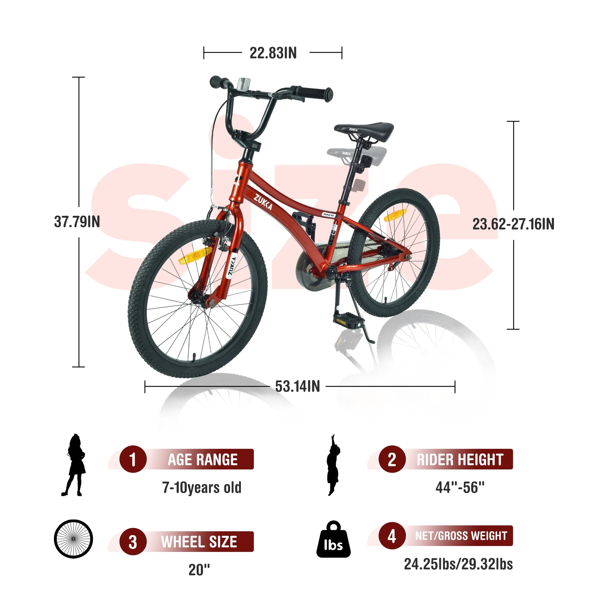 20 Inch Single Speed Boys Bike with Steel Frame Red U132352