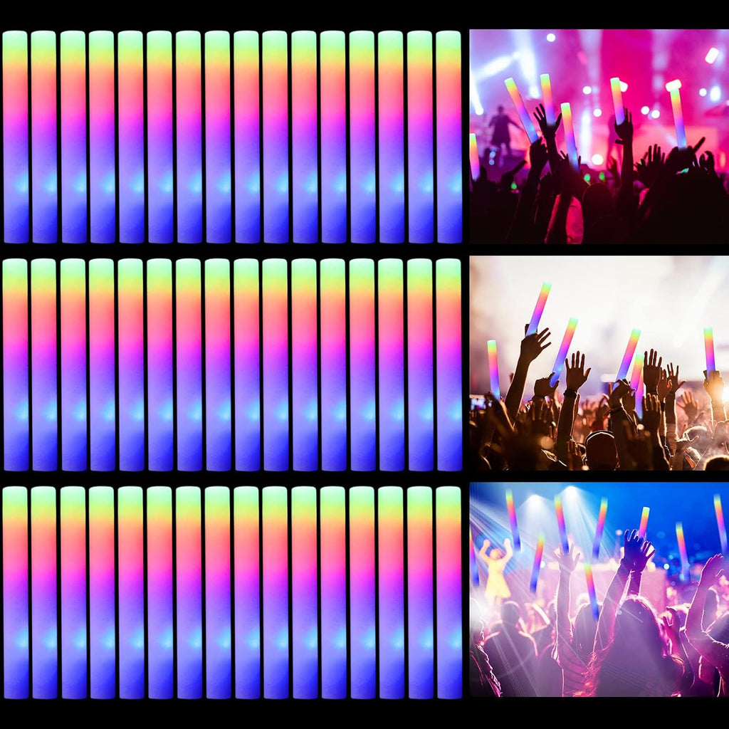 220 Pieces LED Light up Foam Sticks Colorful Flashing Glow Stick with 3 Modes K3232