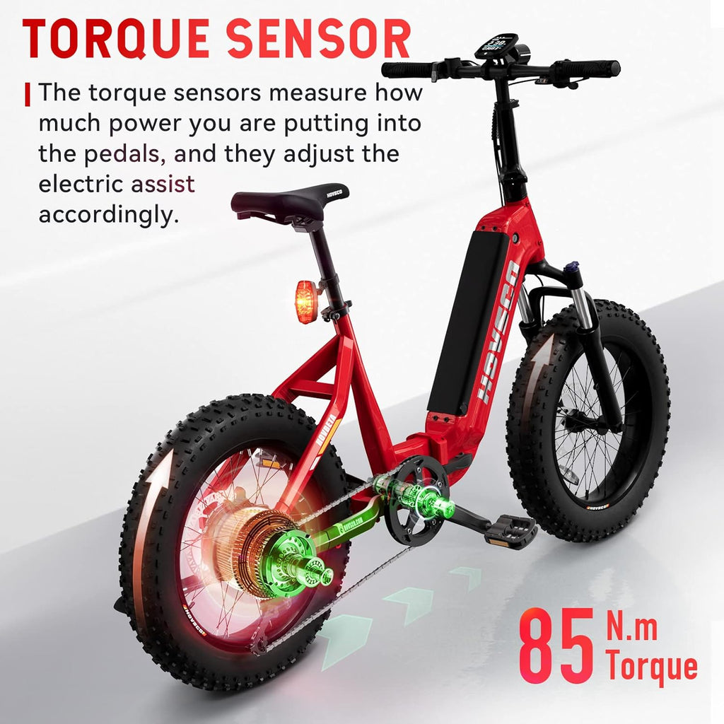Red 20'' Fat Tire Electric Bike with 48V 15AH Battery and Shimano 7-Speed E54202