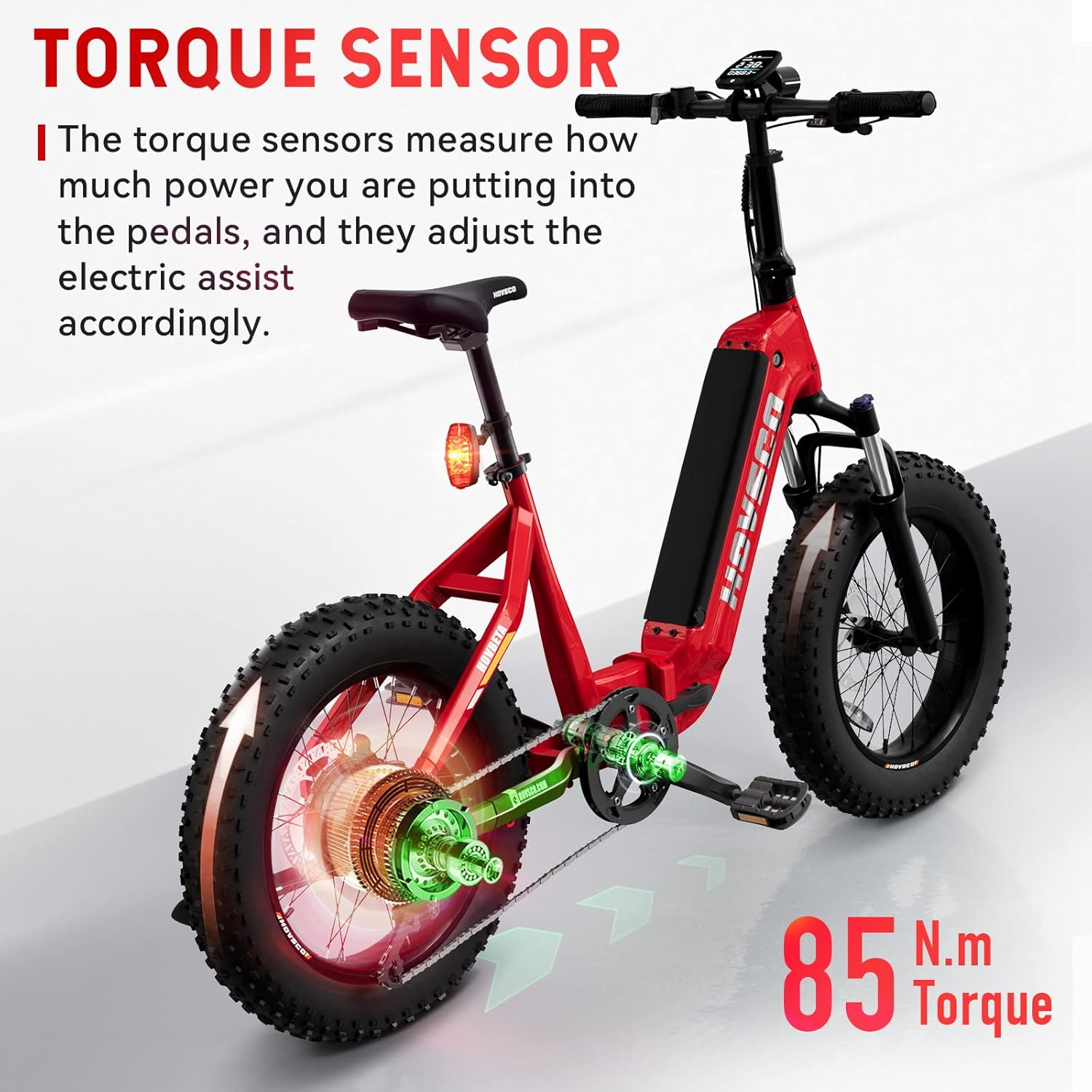 Red 20'' Fat Tire Electric Bike with 48V 15AH Battery and Shimano 7-Speed E54202