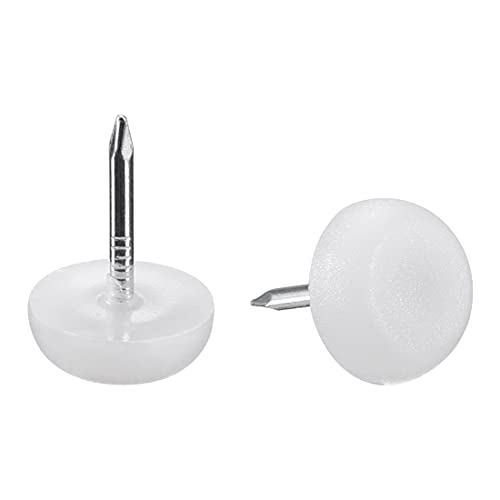 White 60pcs Plastic Furniture Feet Nail Glide Pads 12mm Dia K30222