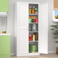 White Tall Kitchen Pantry Cabinet with Doors and Shelves G329
