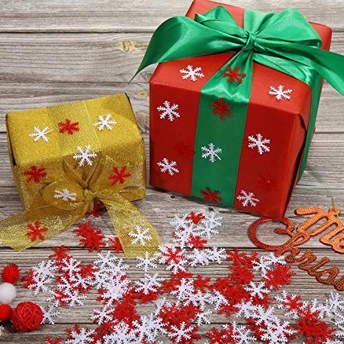 500 Pieces White and Red Non-Woven Snowflakes Table Confetti D942984