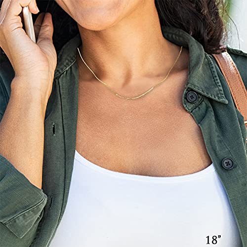 14K Solid Yellow Gold Box Chain Necklace, 16"-24" S7419