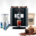 Diamond Black Automatic Espresso Machine Bundle with Water Stabilizer, Milk System Cleaner Mini-Tabs, Cleaning Tablets, Milk Containers, and Coffee Bean (6 Items) N124379