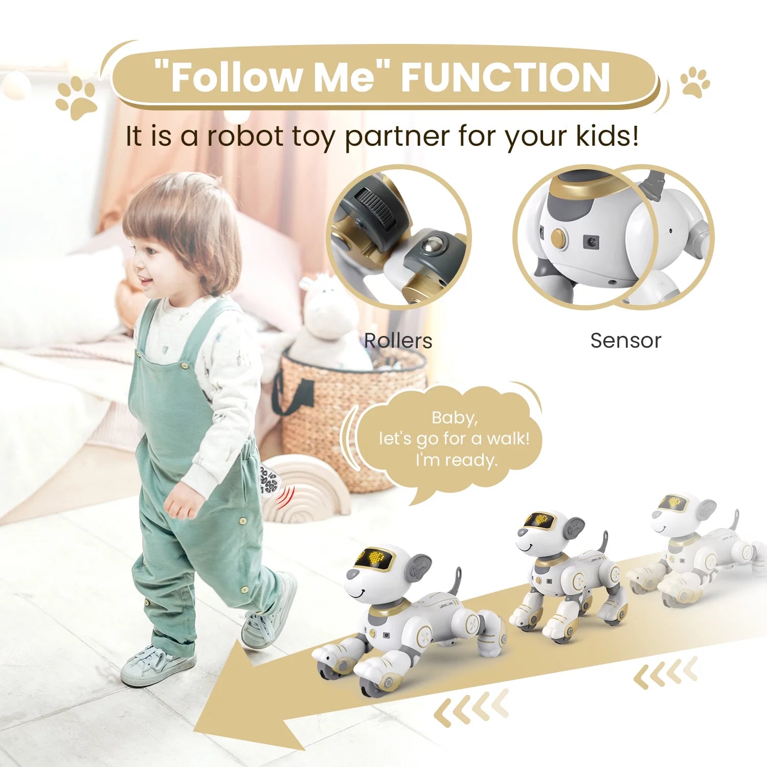 Gold Robot Dog Interactive Robot Pet D615