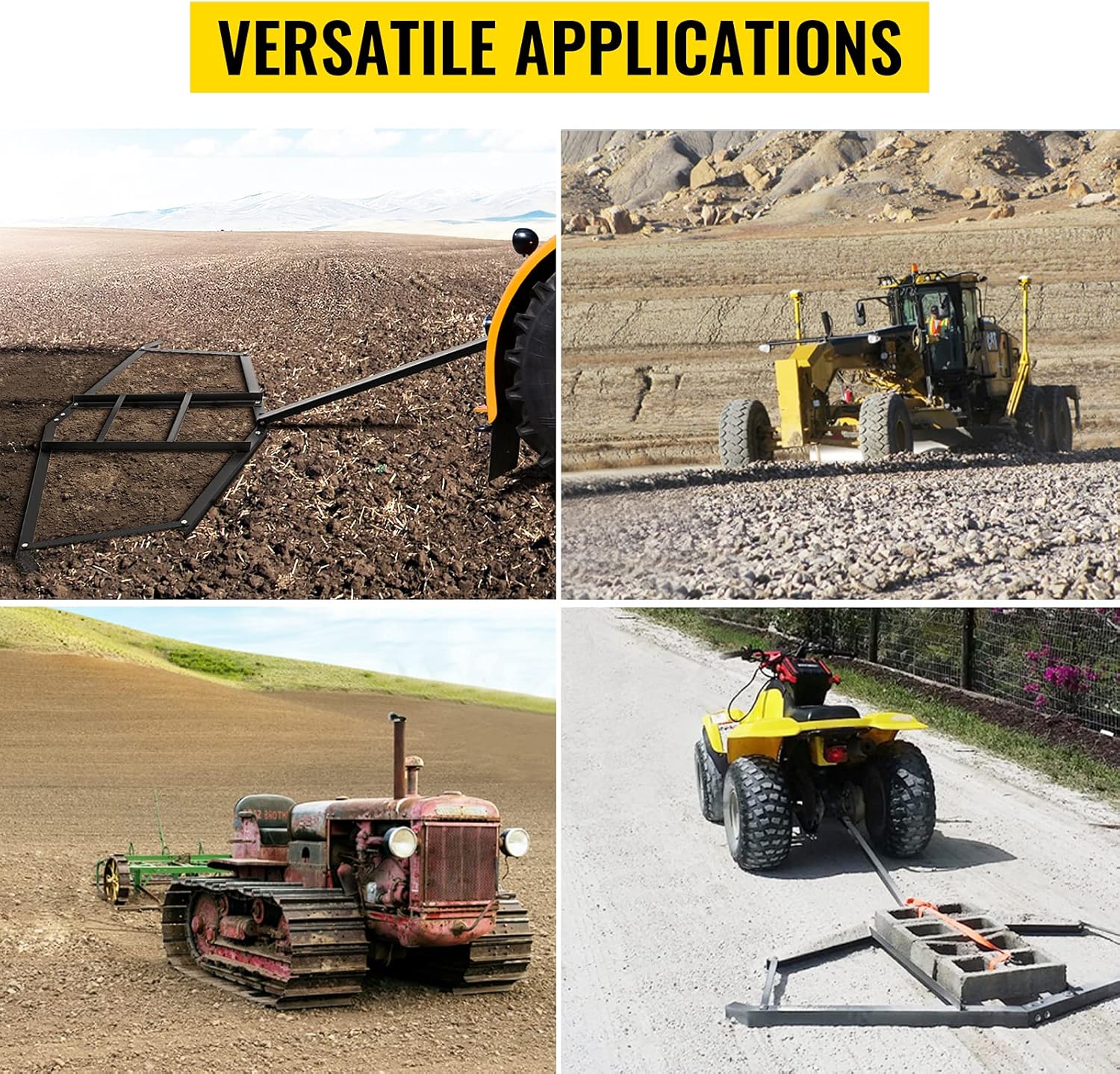 66" Width Tow Behind Steel Driveway Drag Harrow T361766