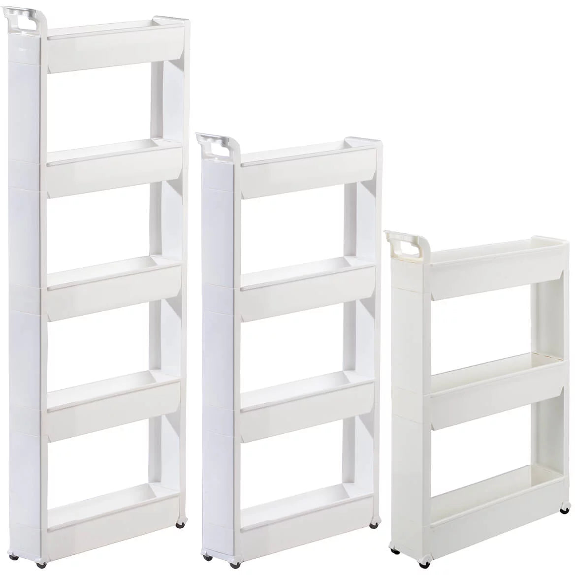Slim Storage Cart with 3 Baskets and Rolling Casters, Durable Plastic, 21" x 5" x 28 1/4" Y993