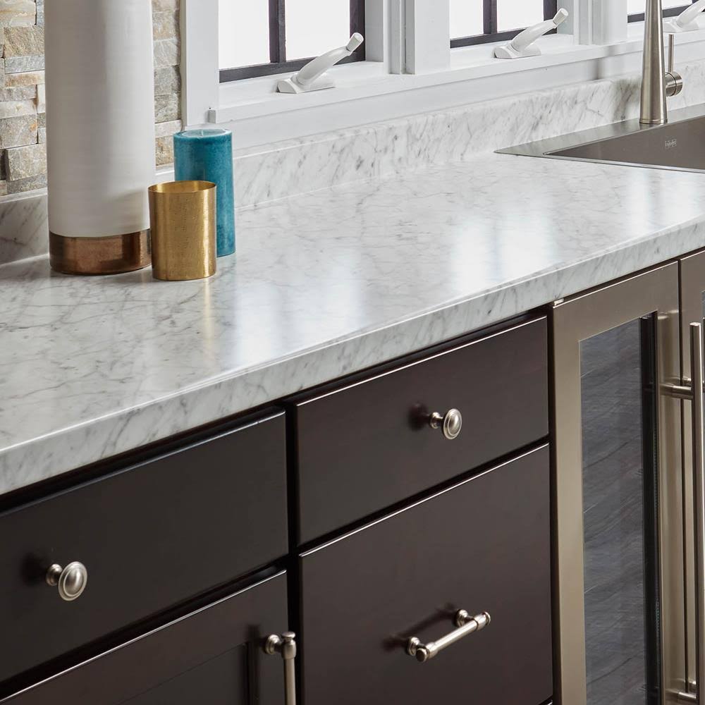 White Miter-Cut Laminate Kitchen Countertop X93663