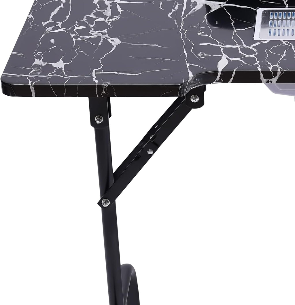 Portable Folding Nail Desk with Dust Collector 4 Wheels L12979