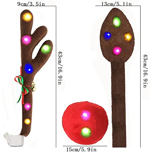 Reindeer Antlers Decoration Kit with Jingle Bells Red Nose Tail J4847