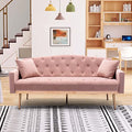 65" Velvet Convertible Futon Sofa Bed with 2 Pillows (Navy) Q108