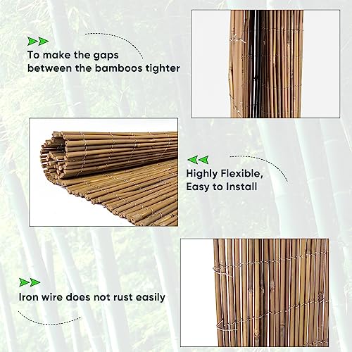 6ft x 8ft x 0.4" Natural Bamboo Fence Rolled Bamboo Fencing S211