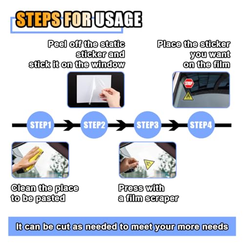 6.3×6.3 Inch Clear Window Static Cling Film Decals (6 Sheets) V29508
