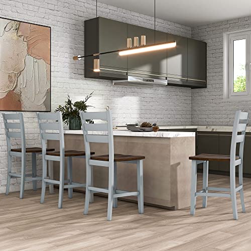 Cherry Gray 5-Piece Rectangular Dining Table Set with Drop Leaf O40403