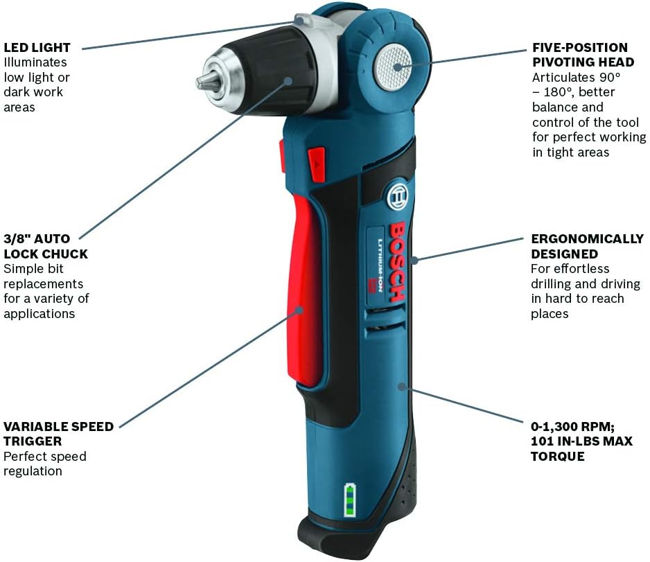 12V Max 3/8 In. Right Angle Drill/Driver Kit with 2.0Ah Lithium Ion Battery N3644