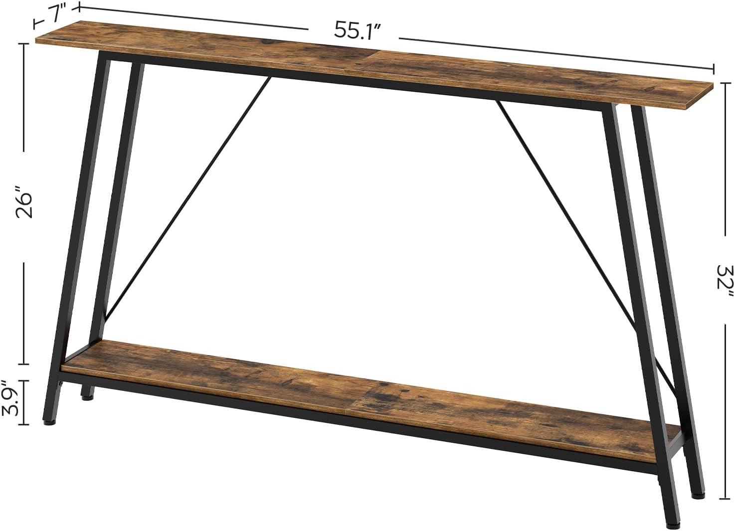 Rustic Brown and Black Console Table E79873